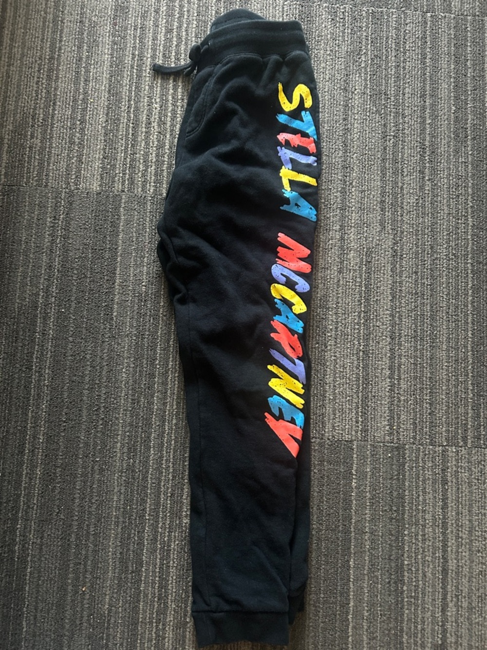 Stella McCartney Kids Black Sweatpants Colorful Side Print